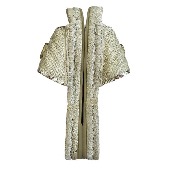 Gucci GG Marmont Raffia Espadrille Flat Slide Sandal Beige Brown 37.5 US 7.5 - Picture 9 of 12